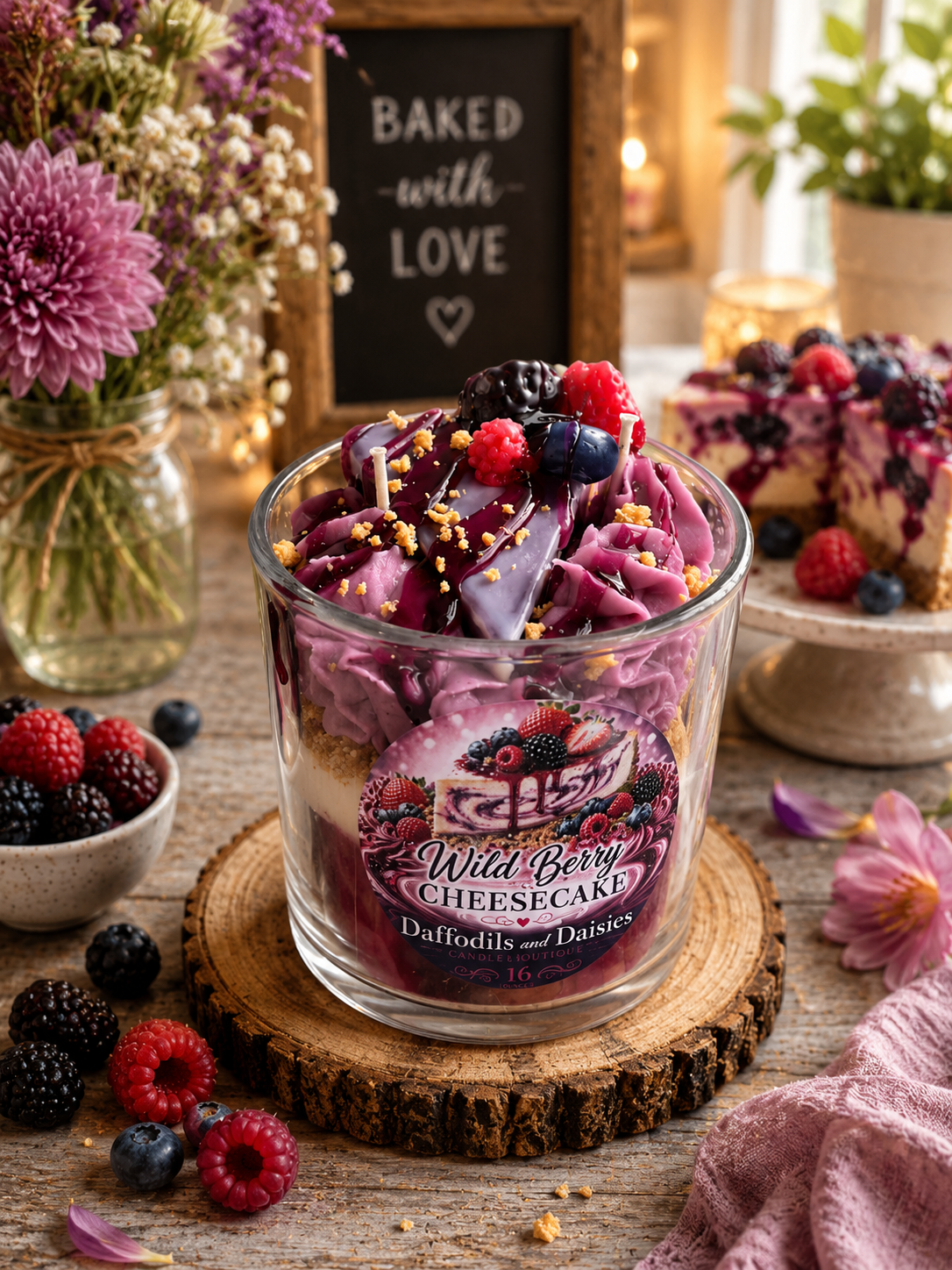 🫐🍓🥮Wildberry Cheesecake 16 oz ParaSoy & Gel Candle🫐🍓🥮