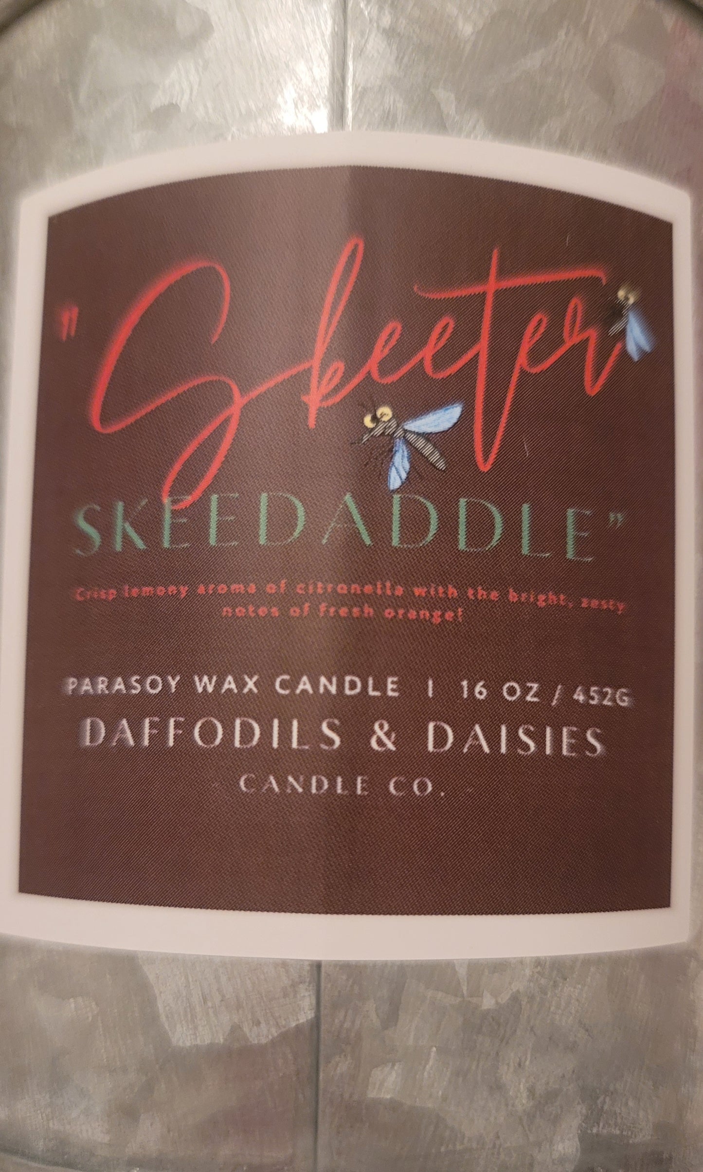 16 oz Skeeter Skeedaddle (Citronella Orange) ParaSoy blend candle