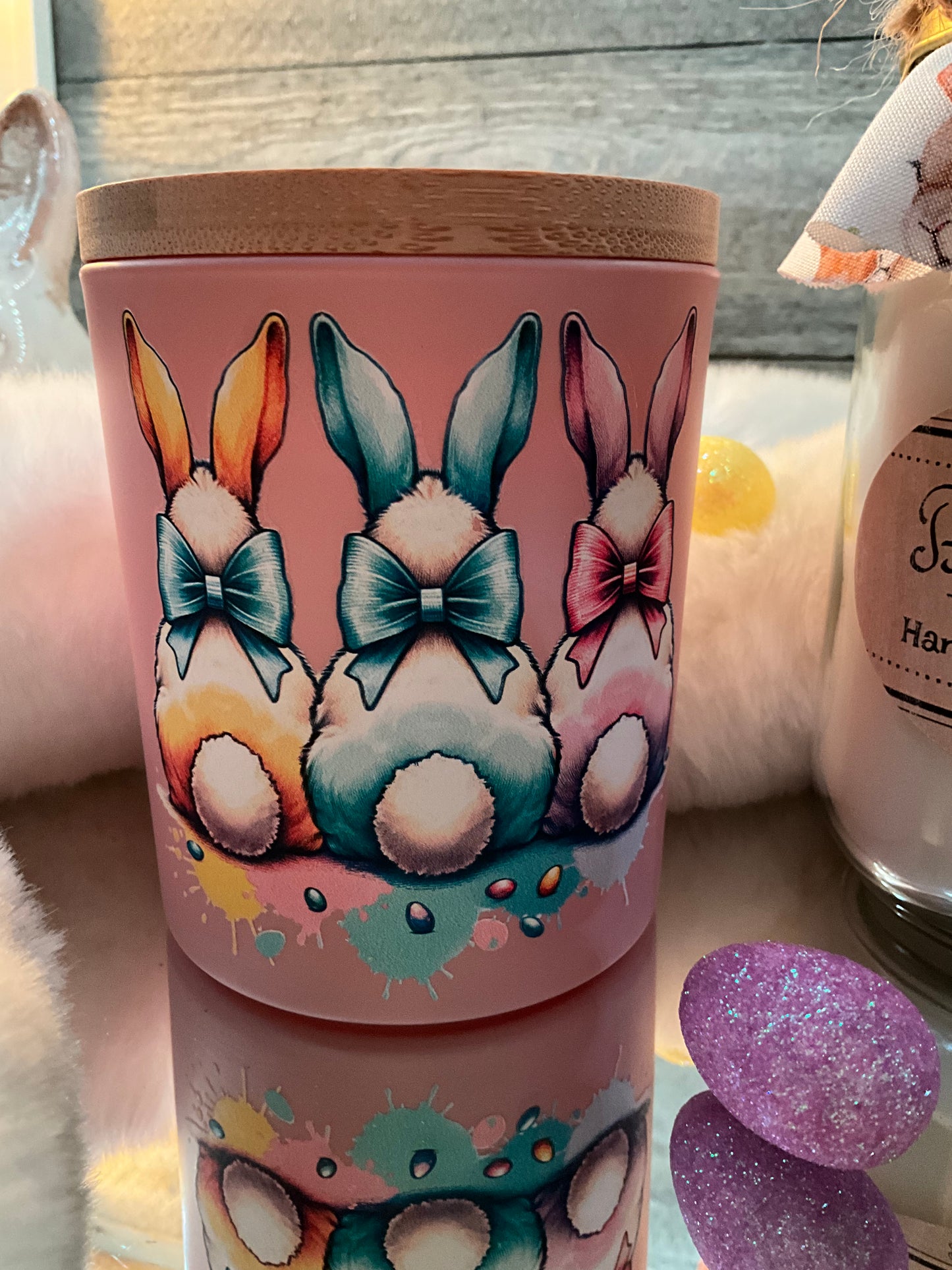 10oz ParaSoy Frosted Pink Bunny Butt candles (Bunny Farts)