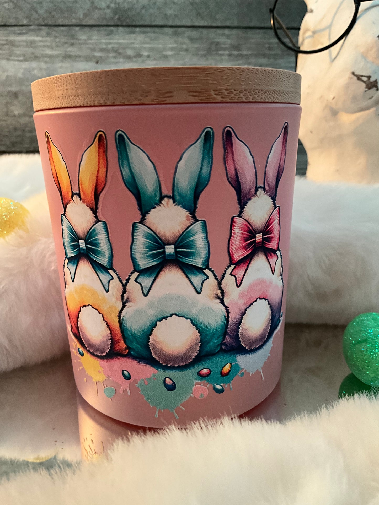 10oz ParaSoy Frosted Pink Bunny Butt candles (Bunny Farts)