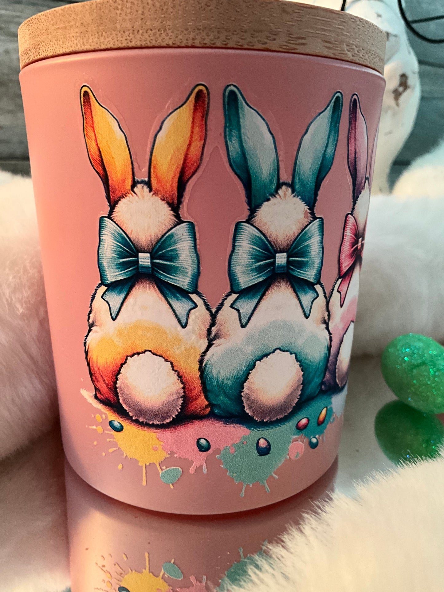 10oz ParaSoy Frosted Pink Bunny Butt candles (Bunny Farts)