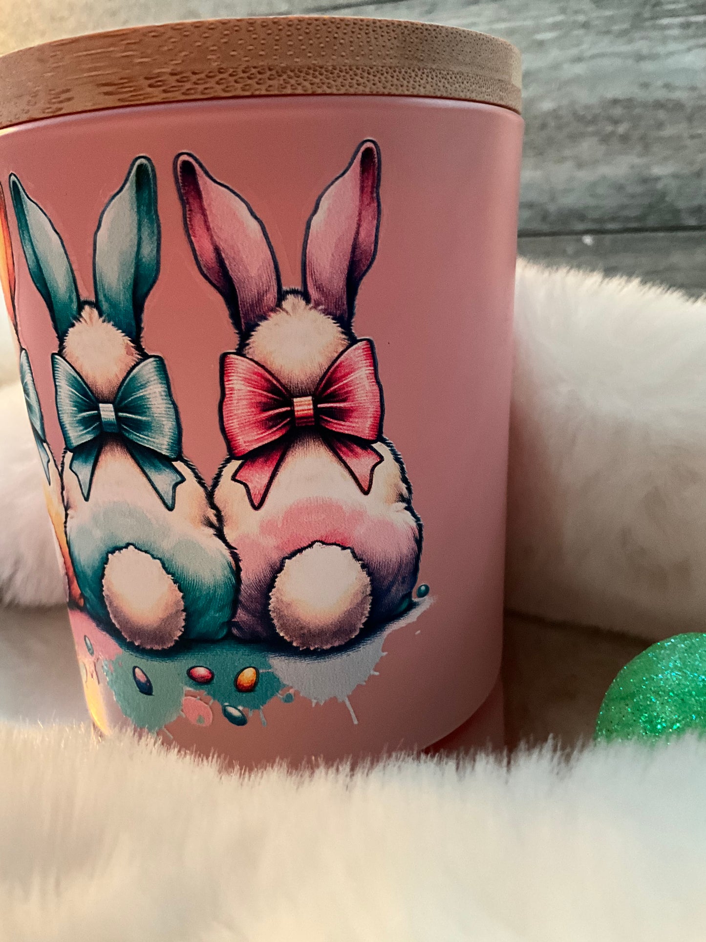 10oz ParaSoy Frosted Pink Bunny Butt candles (Bunny Farts)