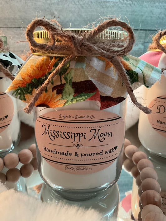 16 oz Rustic Radiance ParaSoy blend wax candle (sunflowers & cowgirl boots) Mississippi Moon