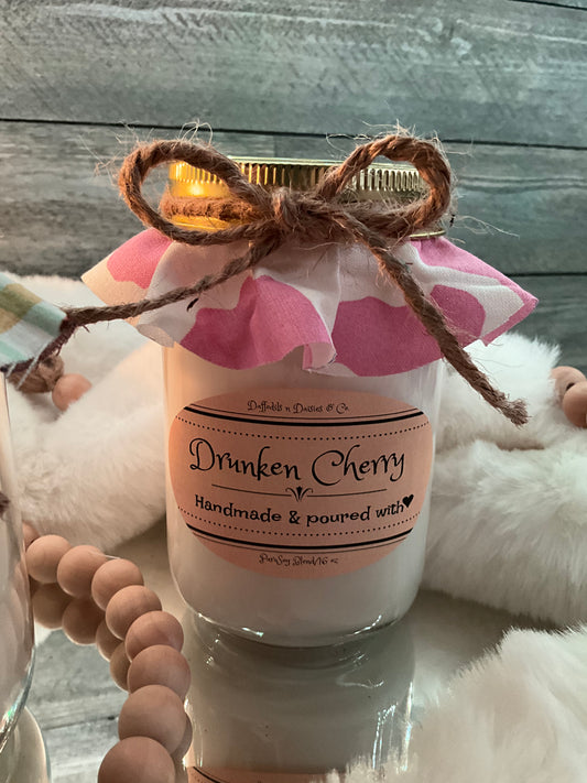 16 oz Rustic Radiance ParaSoy blend wax candle (Pink & White cow print)Drunken Cherry