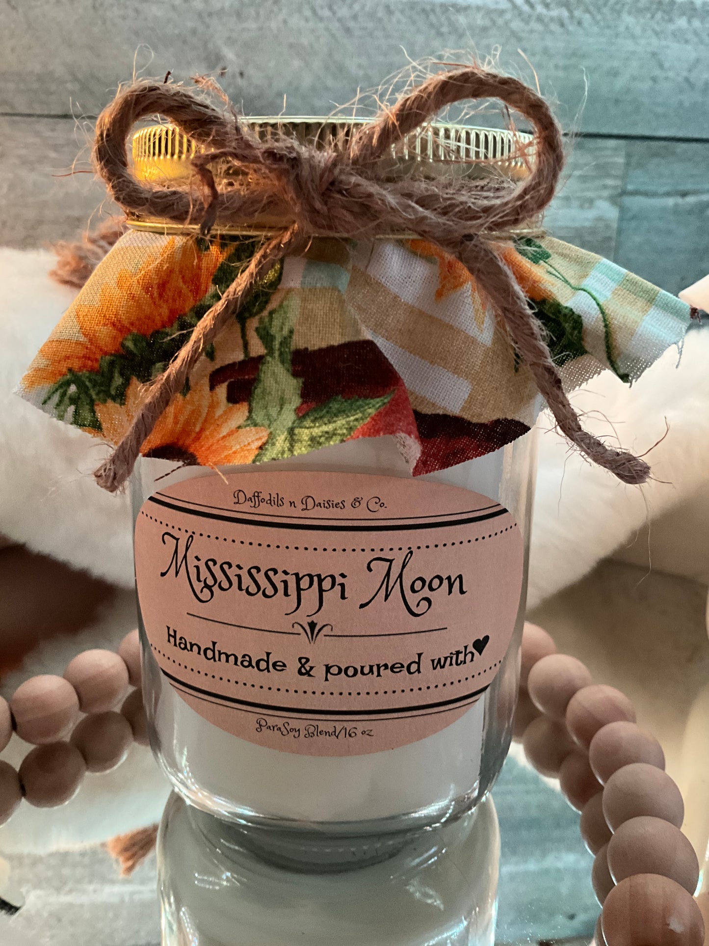 16 oz Rustic Radiance ParaSoy blend wax candle (sunflowers & cowgirl boots) Mississippi Moon