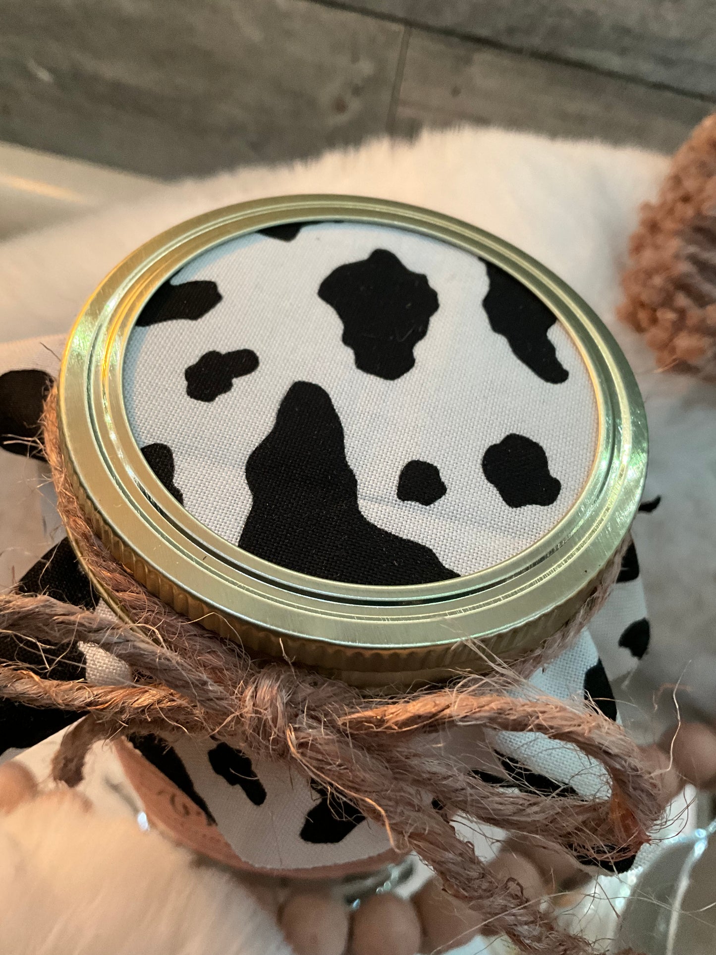 16 oz Rustic Radiance ParaSoy blend wax candle (black & white cow print) Apple Fritter