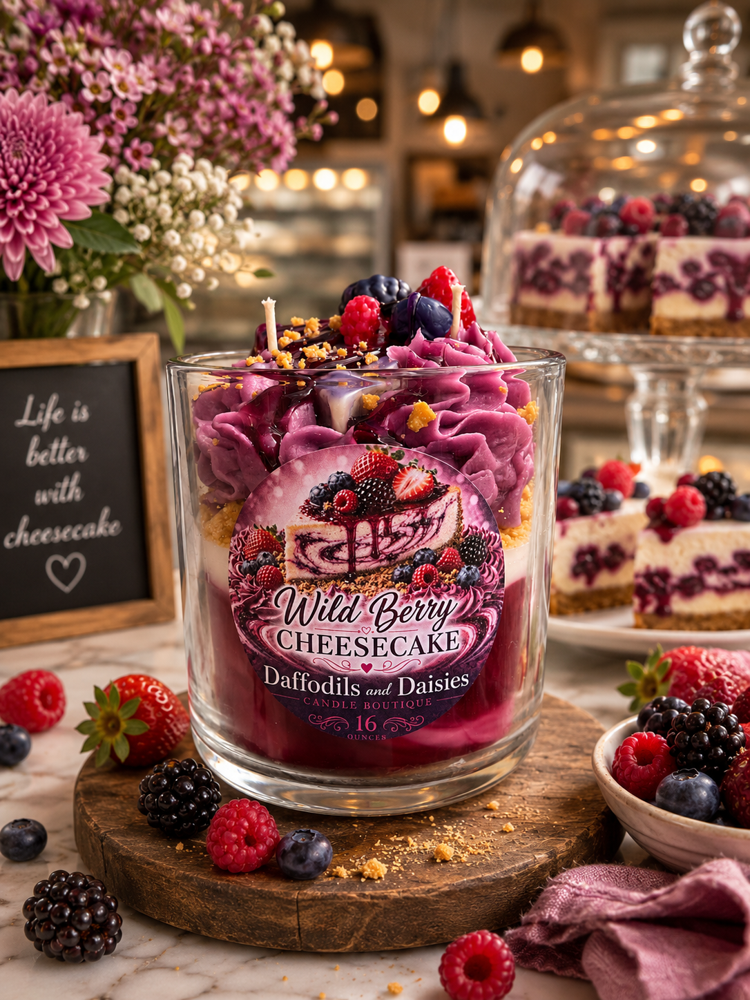🫐🍓🥮Wildberry Cheesecake 16 oz ParaSoy & Gel Candle🫐🍓🥮