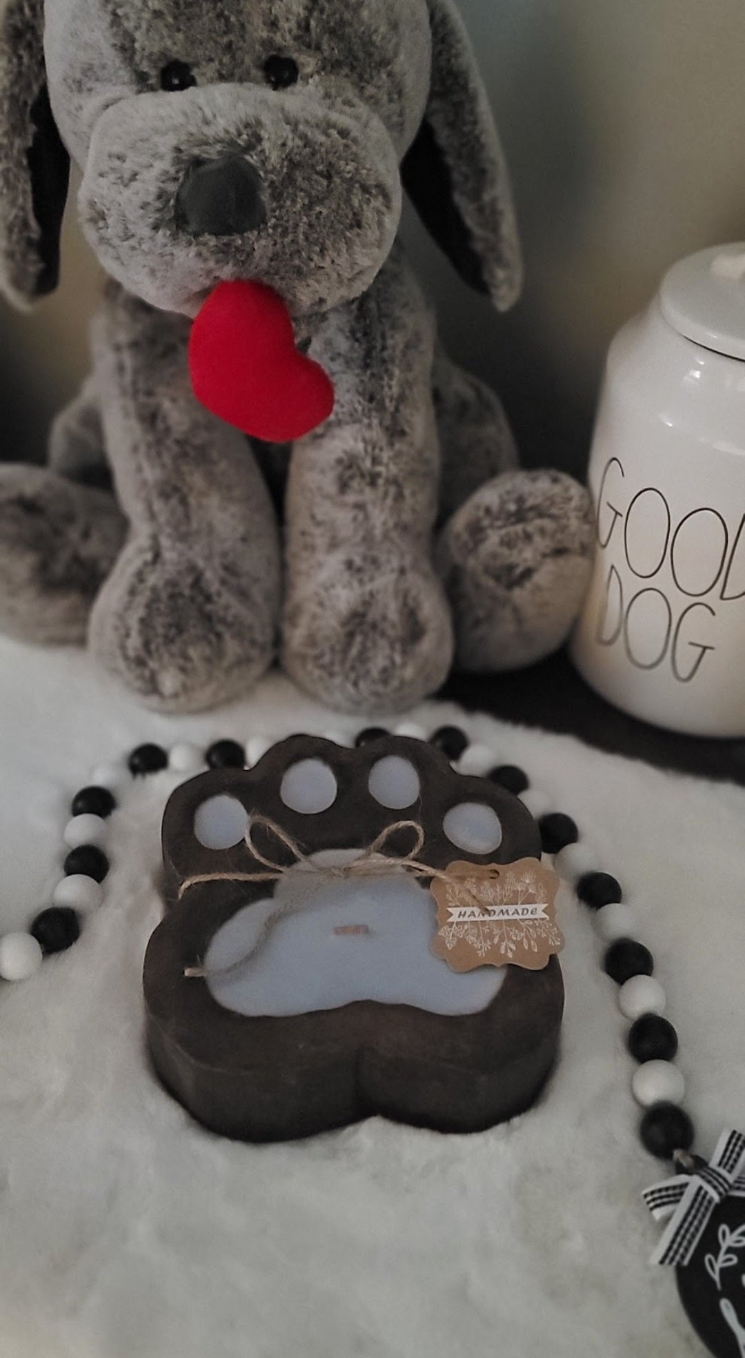 Small Paw Print Soy Wax Dough Bowl Candle