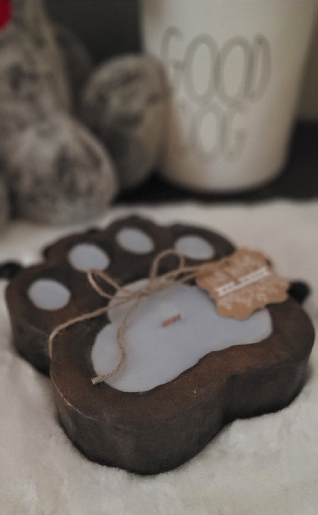 Small Paw Print Soy Wax Dough Bowl Candle